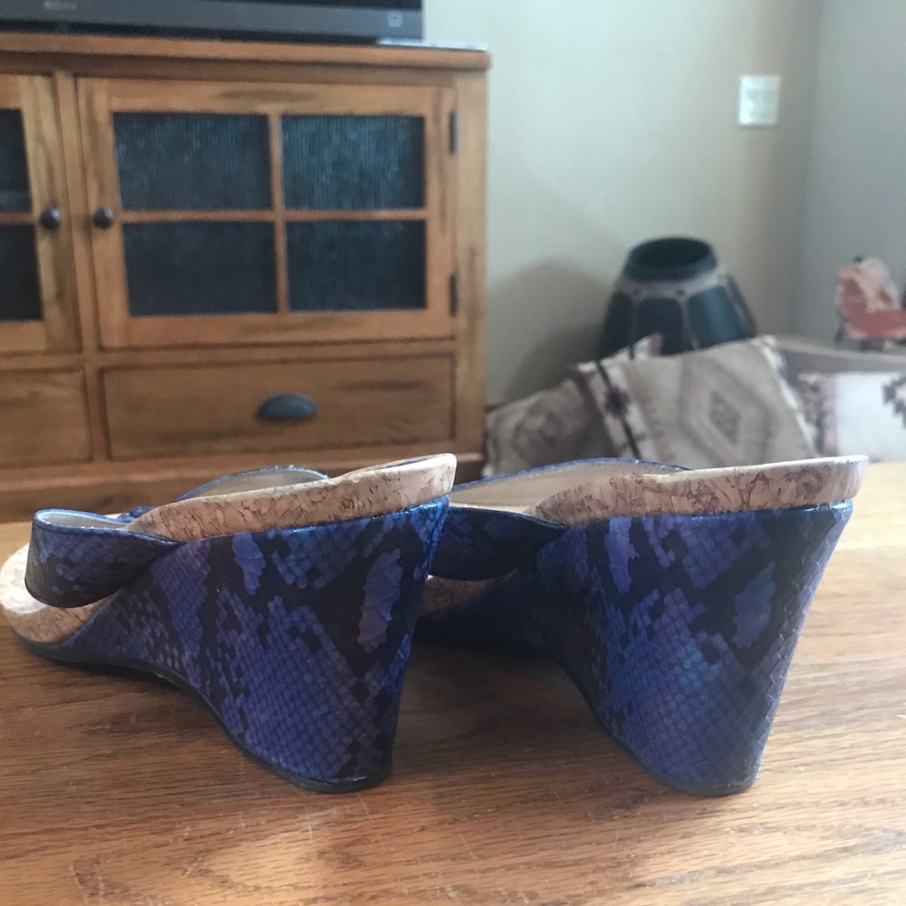 Purple Faux Python Pattern Wedged Sandal - Picture 4 of 4
